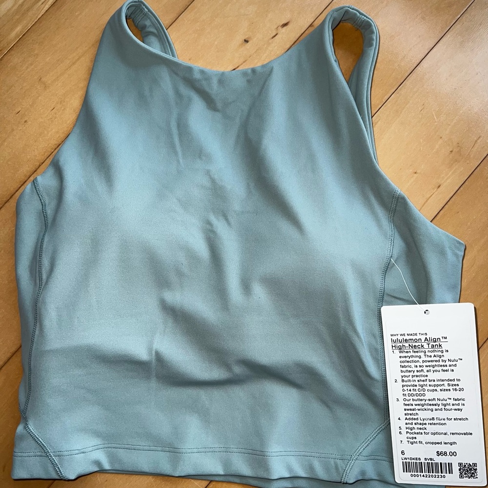 Lululemon align high neck tank silver blue size 6